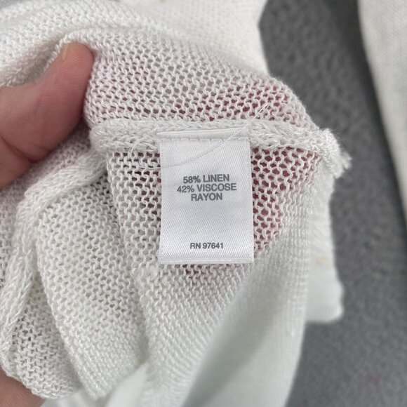 J Jill Sweater Womens Extra Small White Linen Blend Cardigan Open Front Pockets - Picture 6 of 10